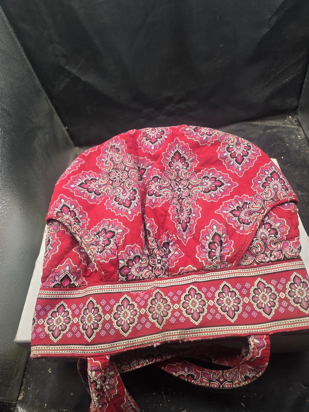 Quilted Floral Tote Bag in Red